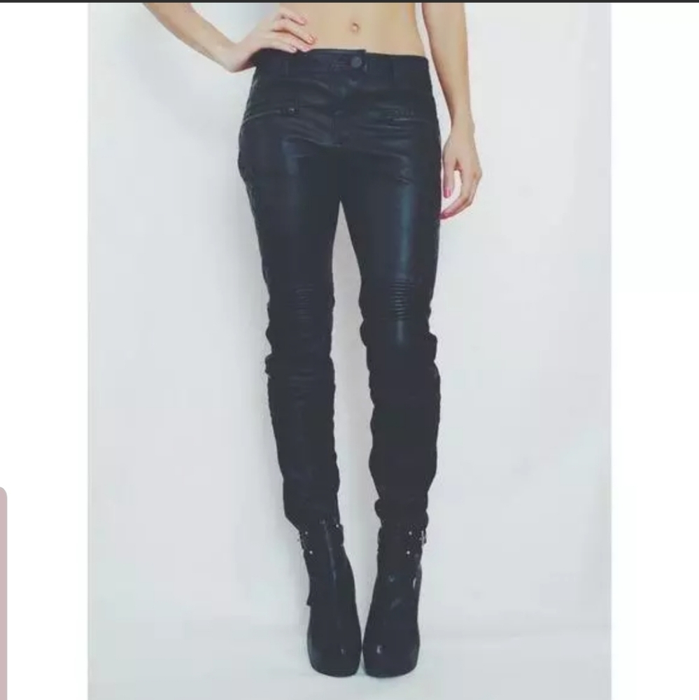 Zara Vegan Faux Leather Moto Pants Size XS